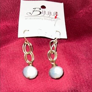 Gold tone and White Chain Earrings